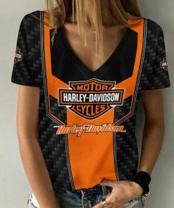 Harley Davidson Motorcycle Women V-neck T-shirt NABD48