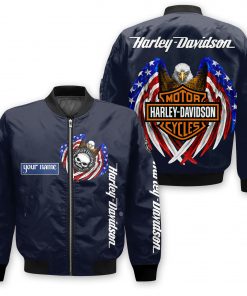 Harley Davidson Custom Name Bomber Jacket Design 3D Full Printed NMQI26F