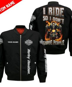 Harley Davidson Custom Name Bomber Jacket Design 3D Full Printed NMHN095F