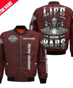 Harley Davidson Custom Name Bomber Jacket Design 3D Full Printed NMHN093F