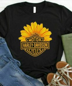 Harley Davidson Sunflower T-shirt, Crew-neck Sweatshirt, Hoodie, Tank Top, V-neck T-shirt Design 2D Full Printed Sizes S - 5XL - NABC154