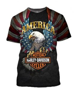 Harley Davidson America T-Shirt Design 3D Full Printed Sizes S - 5XL - NAMA114