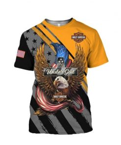 Harley Davidson Eagle USA Flag One Nation Under God T-Shirt Design 3D Full Printed Sizes S - 5XL - NAMA110