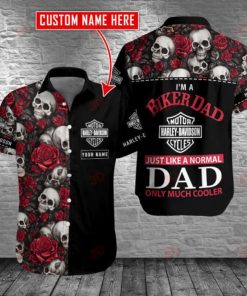 Harley Davidson I Am A Biker Dad Custom Name Button Shirt Design 3D Full Printed Sizes S - 5XL NAQA76