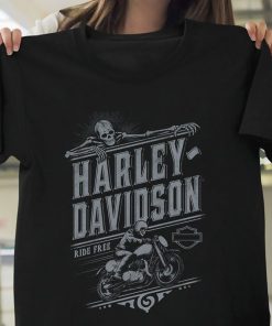 Harley Davidson Skull Motorcycle Ride Free T-shirt, Crew-neck Sweatshirt, Hoodie, Tank Top, V-neck T-shirt Design 2D Full Printed Sizes S - 5XL - NAMA72