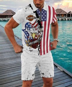 Harley Davidson Zipped Polo Shirt and Short Set NALA07