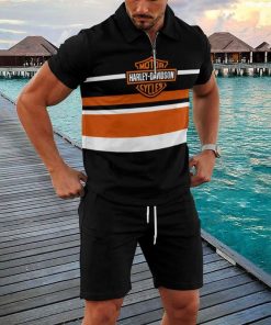 Harley Davidson Zipped Polo Shirt and Short Set NALA406