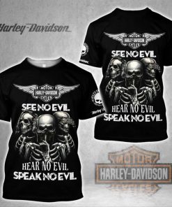 Harley Davidson See No Evil Hear No Evil T-Shirt Design 3D Full Printed Sizes S - 5XL - NAQA557A