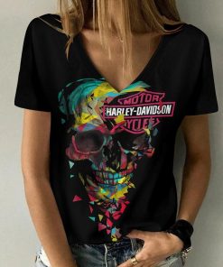 Harley Davidson Motorcycle Women V-neck T-shirt NABD38