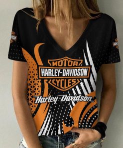Harley Davidson Motorcycle Women V-neck T-shirt NABD103