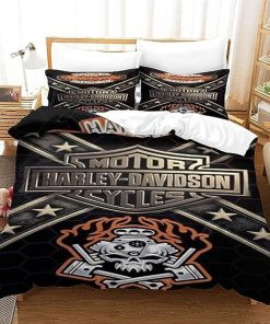 Harley Davidson Bedding Set Cover Design 3D - NABD516