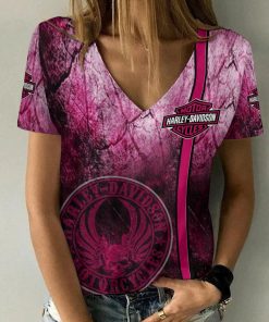 Harley Davidson Motorcycle Women V-neck T-shirt NABD484