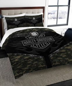 Harley Davidson Bedding Set Cover Design 3D - NABB160