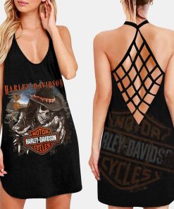 Harley Davidson Motorcycle Criss-Cross Open Back Dress NABD464