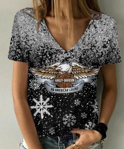 Harley Davidson Motorcycle Women V-neck T-shirt NABD35