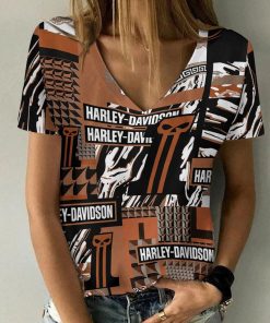 Harley Davidson Motorcycle Women V-neck T-shirt NABD46