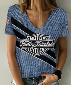 Harley Davidson Motorcycle Women V-neck T-shirt NABD53