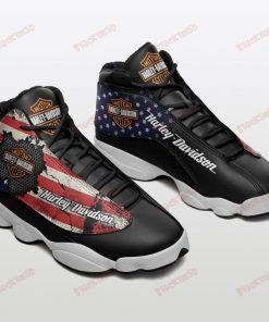 Harley Davidson Motorcycle USA Flag Black Air Jordan 13 - NMAP312