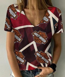 Harley Davidson Motorcycle Women V-neck T-shirt NABD98