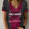Harley Davidson Motorcycle Women V-neck T-shirt NABD65
