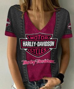 Harley Davidson Motorcycle Women V-neck T-shirt NABD65