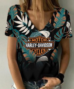 Harley Davidson Motorcycle Women V-neck T-shirt NABD104