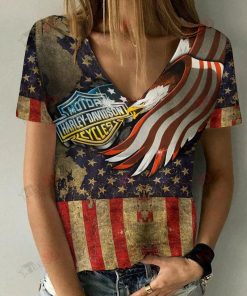 Harley Davidson Motorcycle Women V-neck T-shirt NABD150