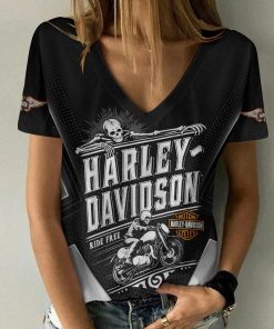 Harley Davidson Motorcycle Women V-neck T-shirt NABD488