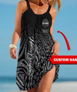 Harley Davidson Custom Name Beach Dress Design 3D Full Printed Size S - 5XL - NAQA507