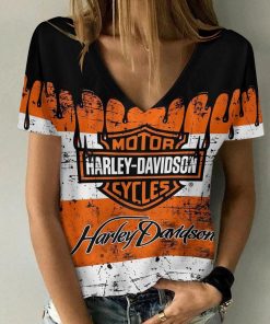 Harley Davidson Motorcycle Women V-neck T-shirt NABD83