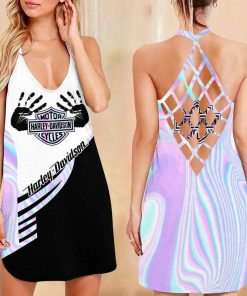 Harley Davidson Motorcycle Criss-Cross Open Back Dress NABC01
