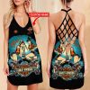 Harley Davidson Motorcycle Custom Name Criss-Cross Open Back Dress NABB301