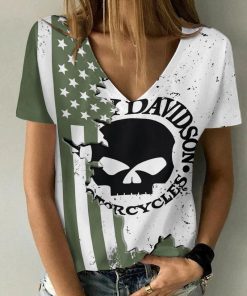 Harley Davidson Motorcycle Women V-neck T-shirt NABD32