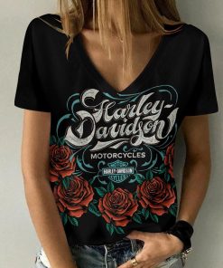 Harley Davidson Motorcycle Women V-neck T-shirt NABD155