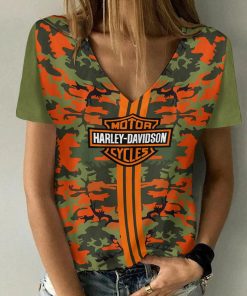 Harley Davidson Motorcycle Women V-neck T-shirt NABD37