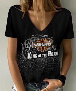 Harley Davidson Motorcycle Women V-neck T-shirt NABD143