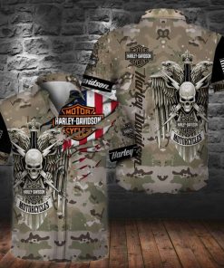 Harley Davidson Button Shirt Design 3D Full Printed Sizes S - 5XL NABB103