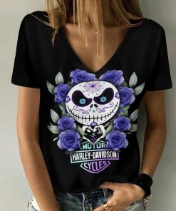 Harley Davidson Motorcycle Women V-neck T-shirt NABD89