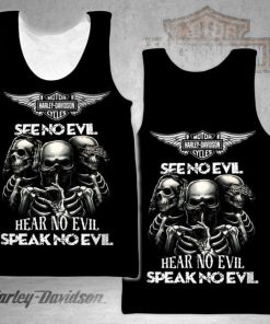 Harley Davidson See No Evil Hear No Evil Tank Top Design 3D Full Printed Sizes S - 5XL - NAQA557F