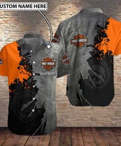 Harley Davidson Custom Name Button Shirt Design 3D Full Printed Sizes S - 5XL NAOA310