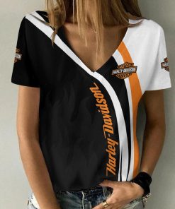 Harley Davidson Motorcycle Women V-neck T-shirt NABD130