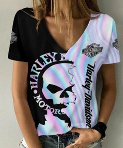 Harley Davidson Motorcycle Women V-neck T-shirt NABD66