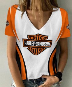Harley Davidson Motorcycle Women V-neck T-shirt NABD74