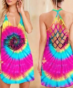 Harley Davidson Motorcycle Criss-Cross Open Back Dress NABB300