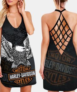 Harley Davidson Motorcycle Criss-Cross Open Back Dress NABD461