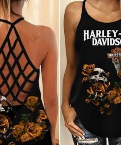Harley Davidson CRISS CROSS OPEN BACK CAMISOLE TANK TOP DESIGN 3D SIZE S - 5XL -NABB175