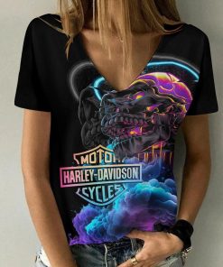 Harley Davidson Motorcycle Women V-neck T-shirt NABD41