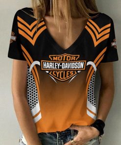 Harley Davidson Motorcycle Women V-neck T-shirt NABD101