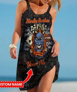 Harley Davidson Custom Name Beach Dress Design 3D Full Printed Size S - 5XL - NABB325