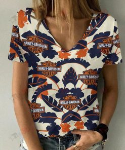Harley Davidson Motorcycle Women V-neck T-shirt NABD147